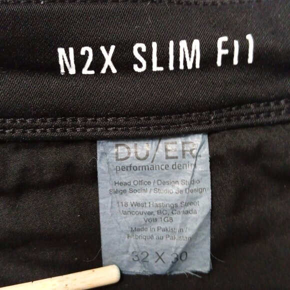 DU/ER Pant Mens N2X Slim Fit Stretch Mid Rise Tapered Comfort Black 32x30(33x30) - Picture 7 of 15